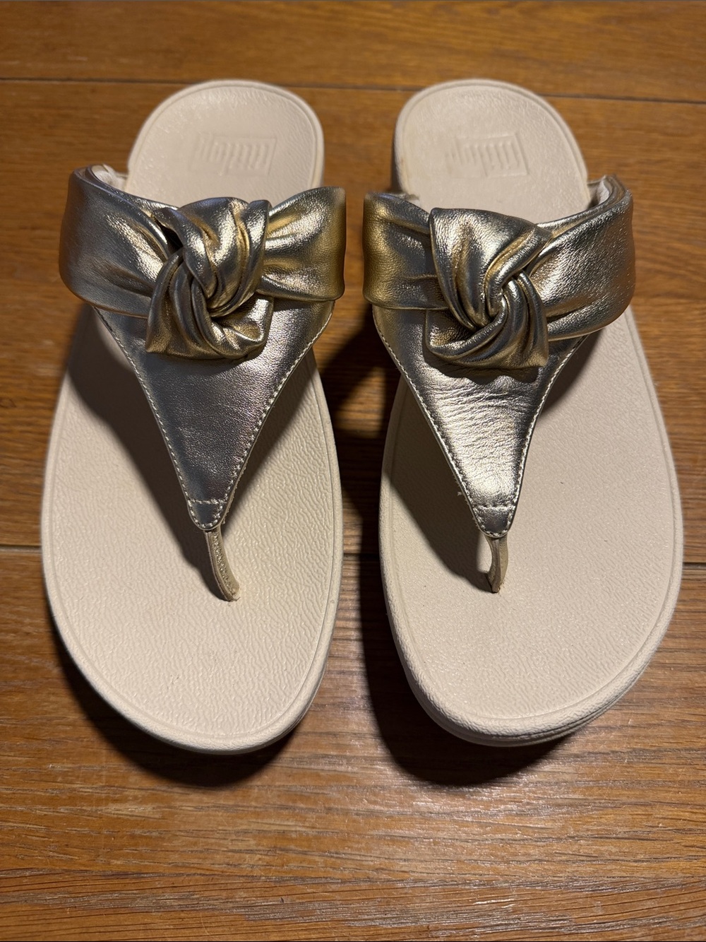 FitFlop Metallic Gold Knotted Toe-Post Sandals